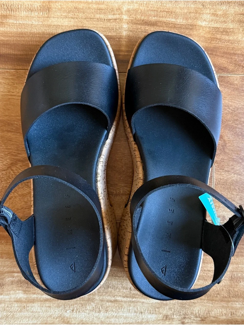 Reef Sunset Sayulita Platform Sandals Black Cork Wedge Women’s Size 9 NWT - Picture 1 of 6